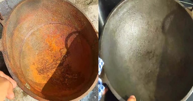 Iron Kadai Cleaning