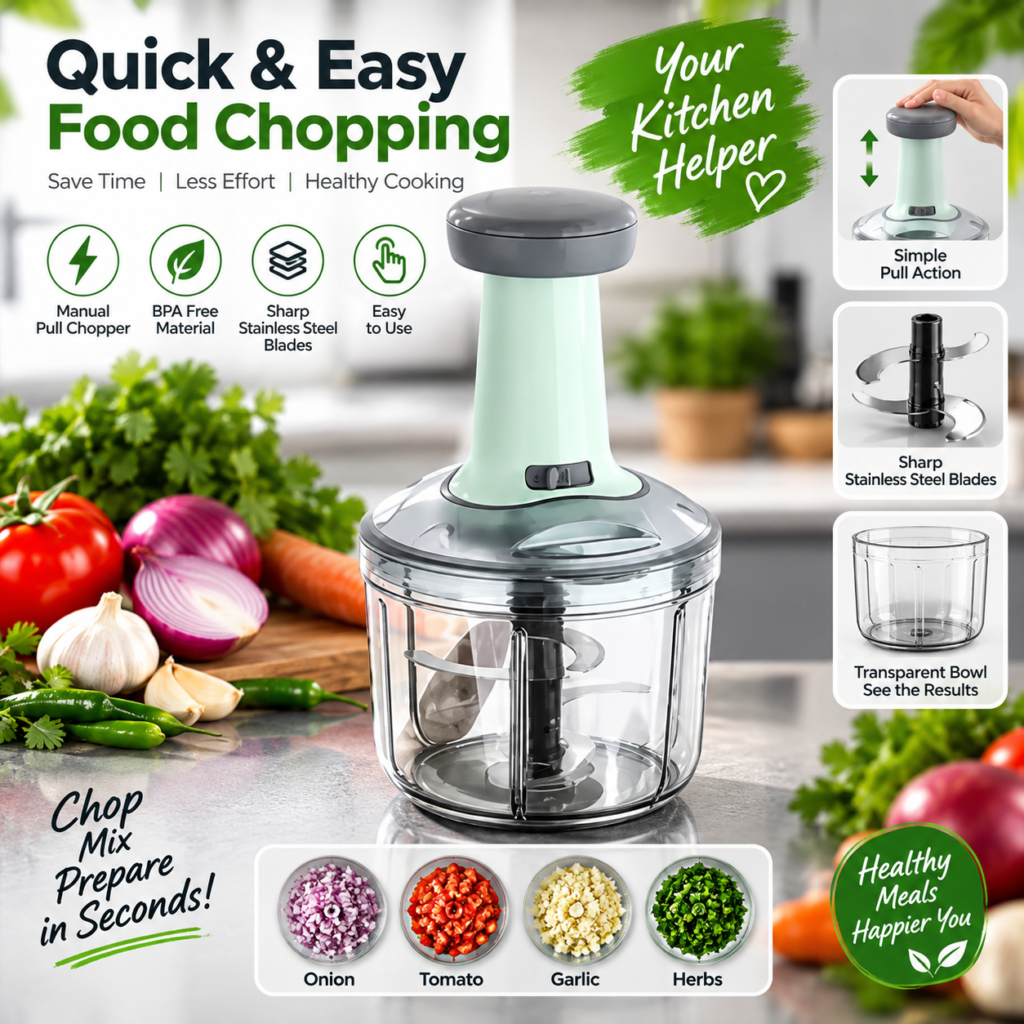 SwiftChop Pro 800ml - Multipurpose Manual Vegetable & Salad Chopper