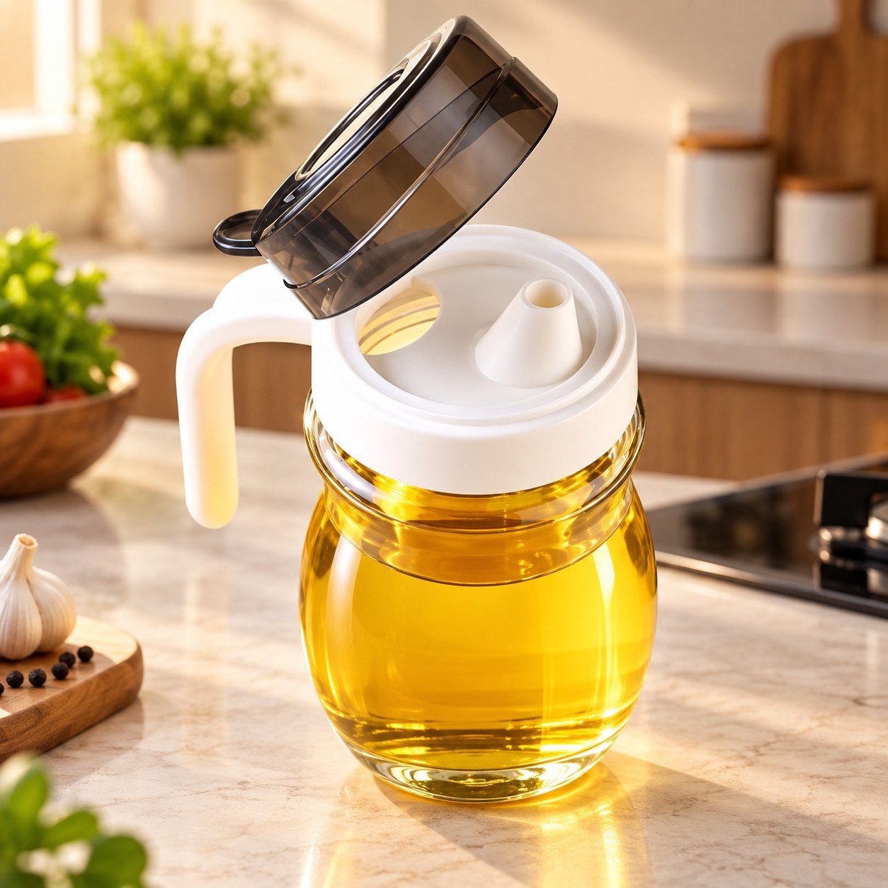 1000ml Glass Oil Dispenser Bottle | Kitchen Oil Container with Easy Pour Spout - Image 5