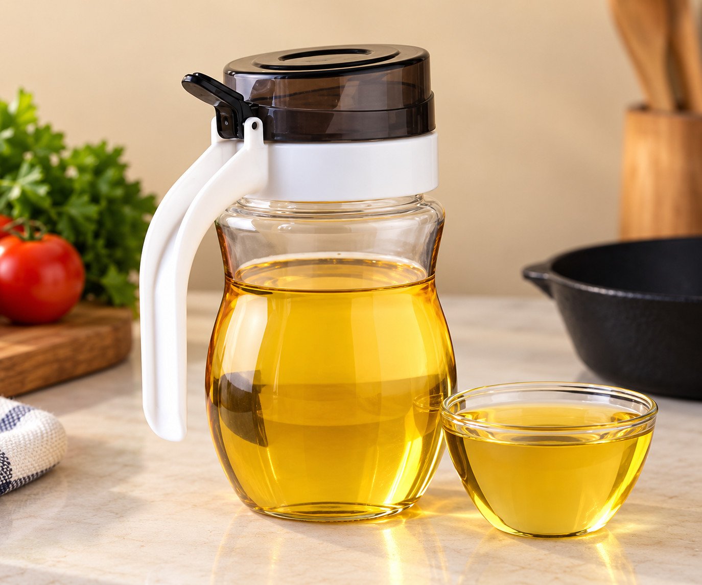 1000ml Glass Oil Dispenser Bottle | Kitchen Oil Container with Easy Pour Spout - Image 3