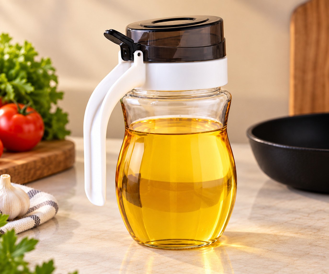 1000ml Glass Oil Dispenser Bottle | Kitchen Oil Container with Easy Pour Spout - Image 2