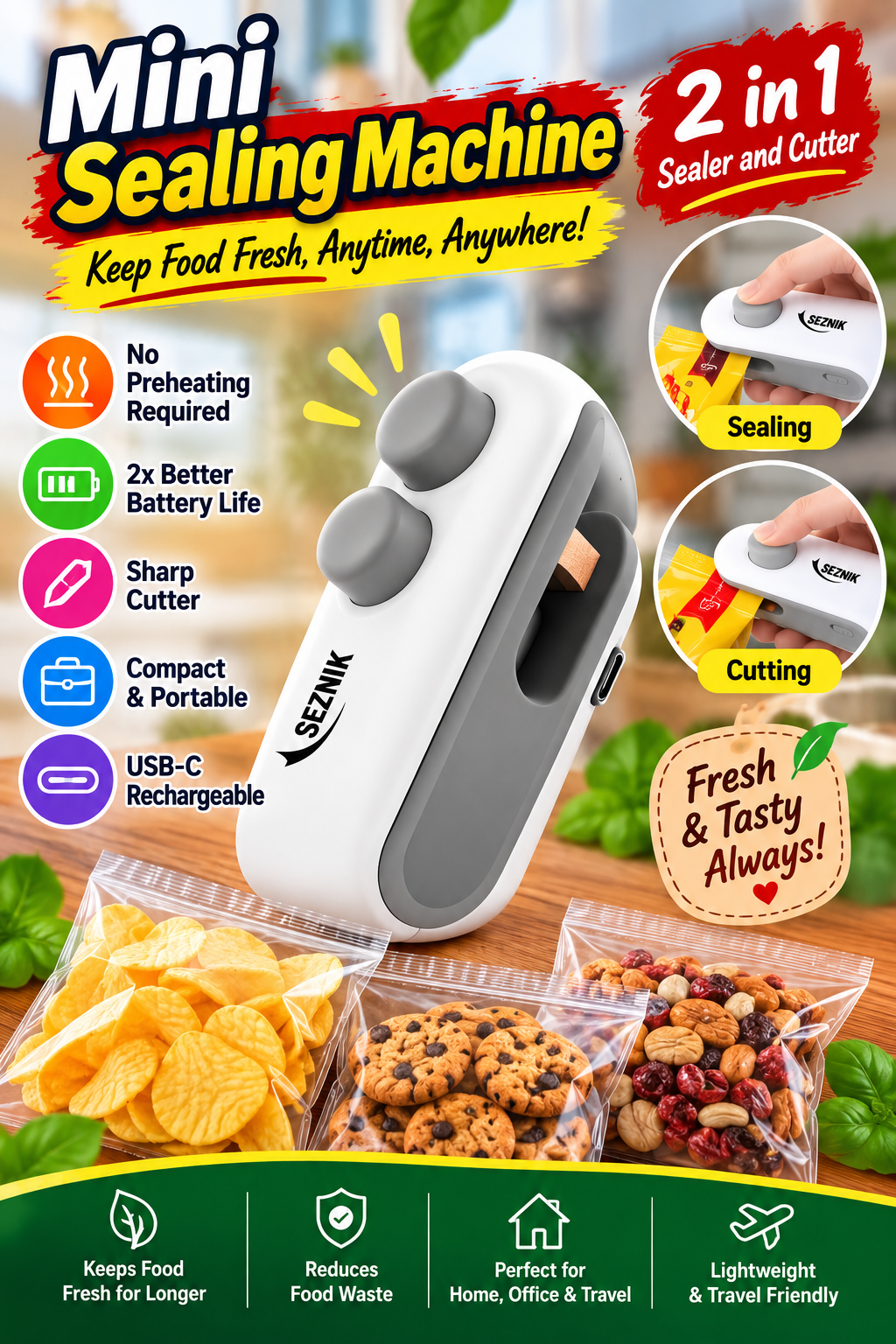Mini Portable Heat Sealing Machine for Food Packets - Image 3