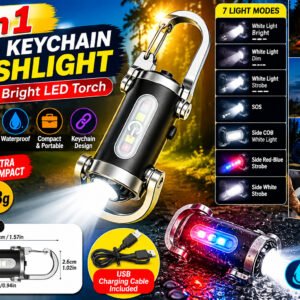 Super Bright 2-in-1 Mini Keychain Flashlight | Rechargeable Waterproof LED Key Ring Torch | Compact Pocket Light for Emergency, Camping & Outdoor Use