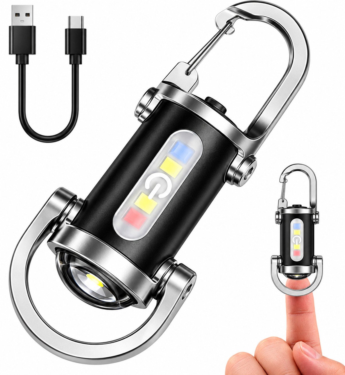 Super Bright 2-in-1 Mini Keychain Flashlight | Rechargeable Waterproof LED Key Ring Torch | Compact Pocket Light for Emergency, Camping & Outdoor Use - Image 4