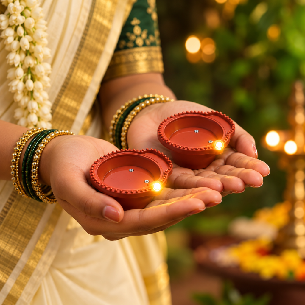Pack of 12 LED Water Sensor Diyas – Automatic Touchless Sensor Floating Effect Diya Lights for Pooja, Diwali & Home Decoration