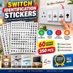 Transparent Switch Identification Stickers – 60 Designs, 350 Pcs | Electrical Switch & Socket Labels for Easy Identification