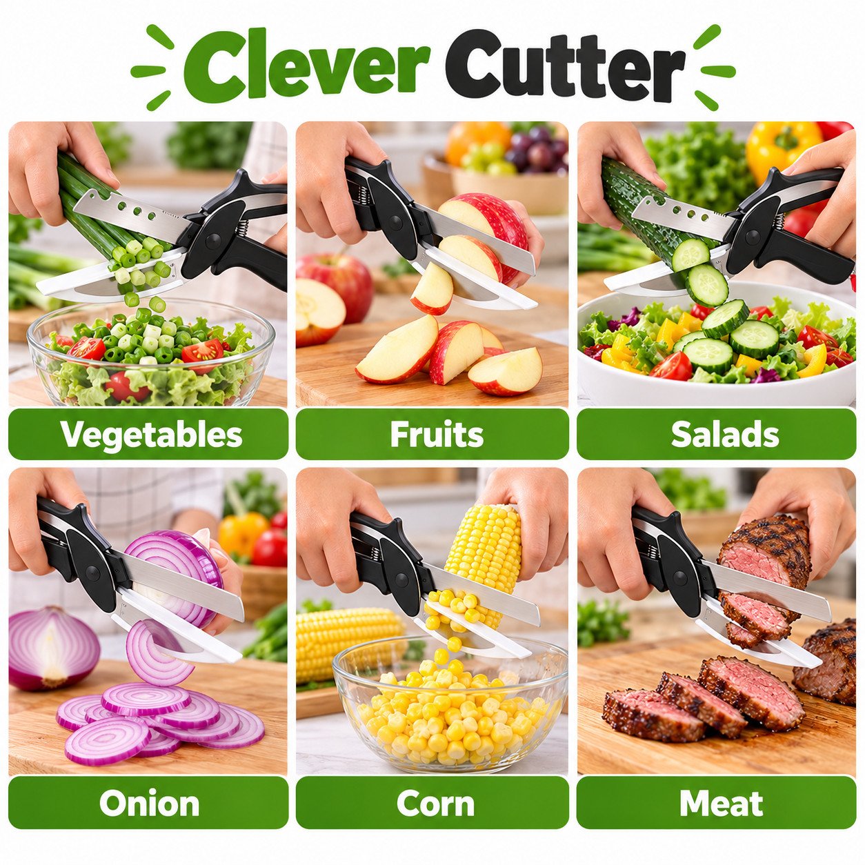 2-in-1 Smart Clever Cutter Kitchen Knife & Vegetable Chopper with Stainless Steel Blade - Image 4